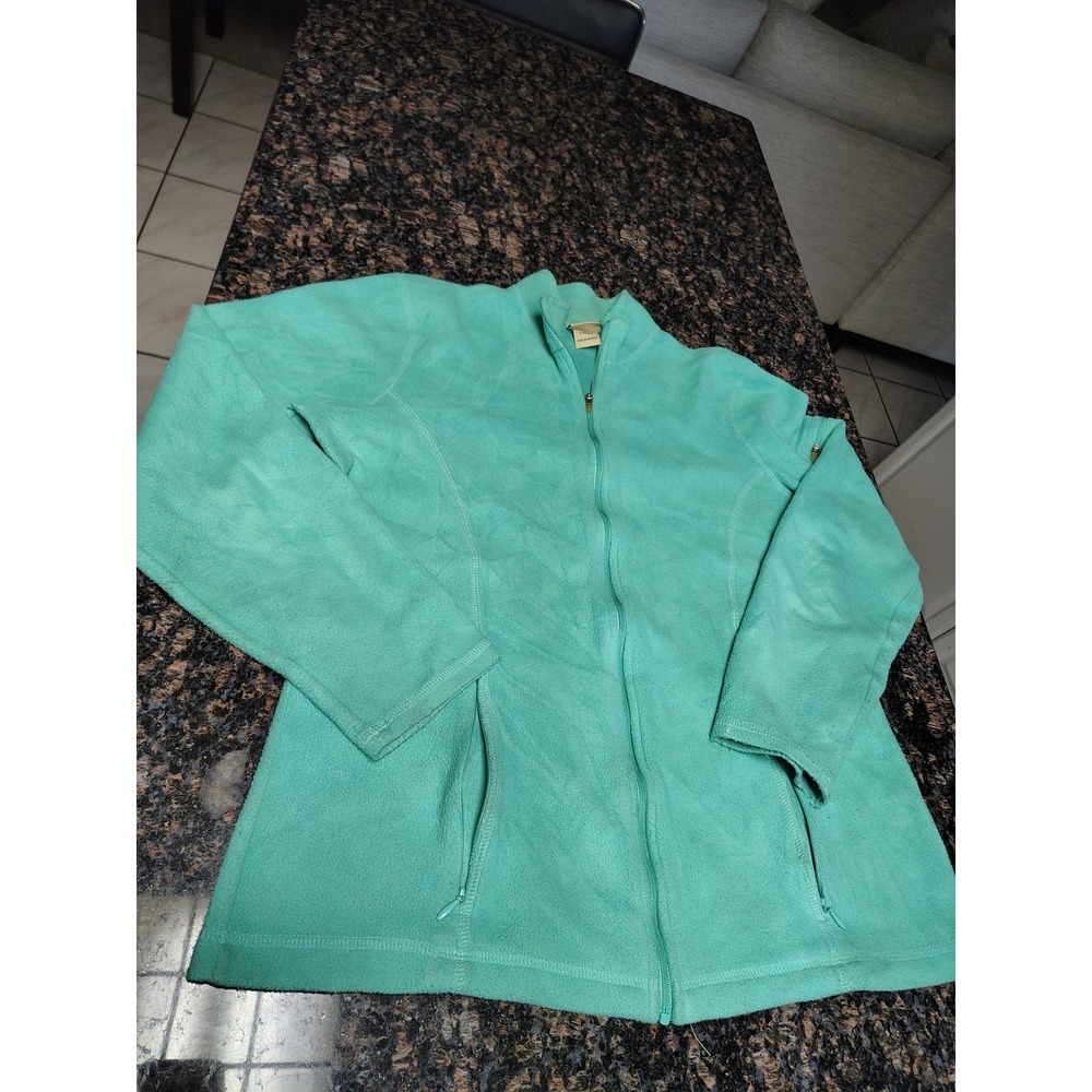LL Bean Womens Fleece Full Zip Jacket Seafoam Green Mock Neck M-Reg vintage - Picture 2 of 6